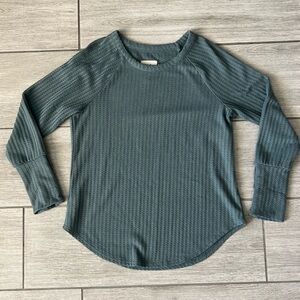Chaser Teal Thermal Long Sleeve Stretchy Waffle Knit Top Size Small